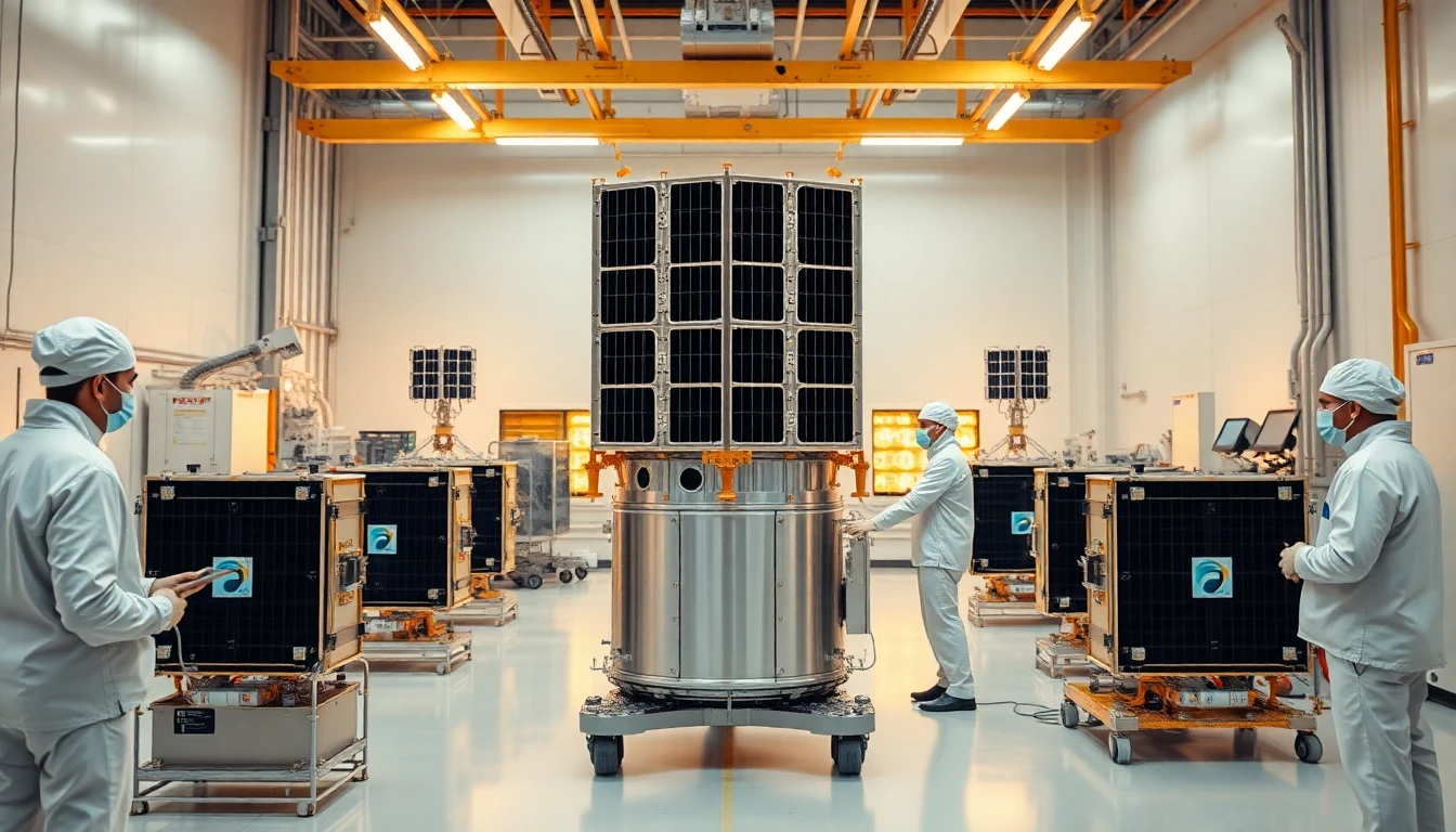 Satellite assembly in cleanroom