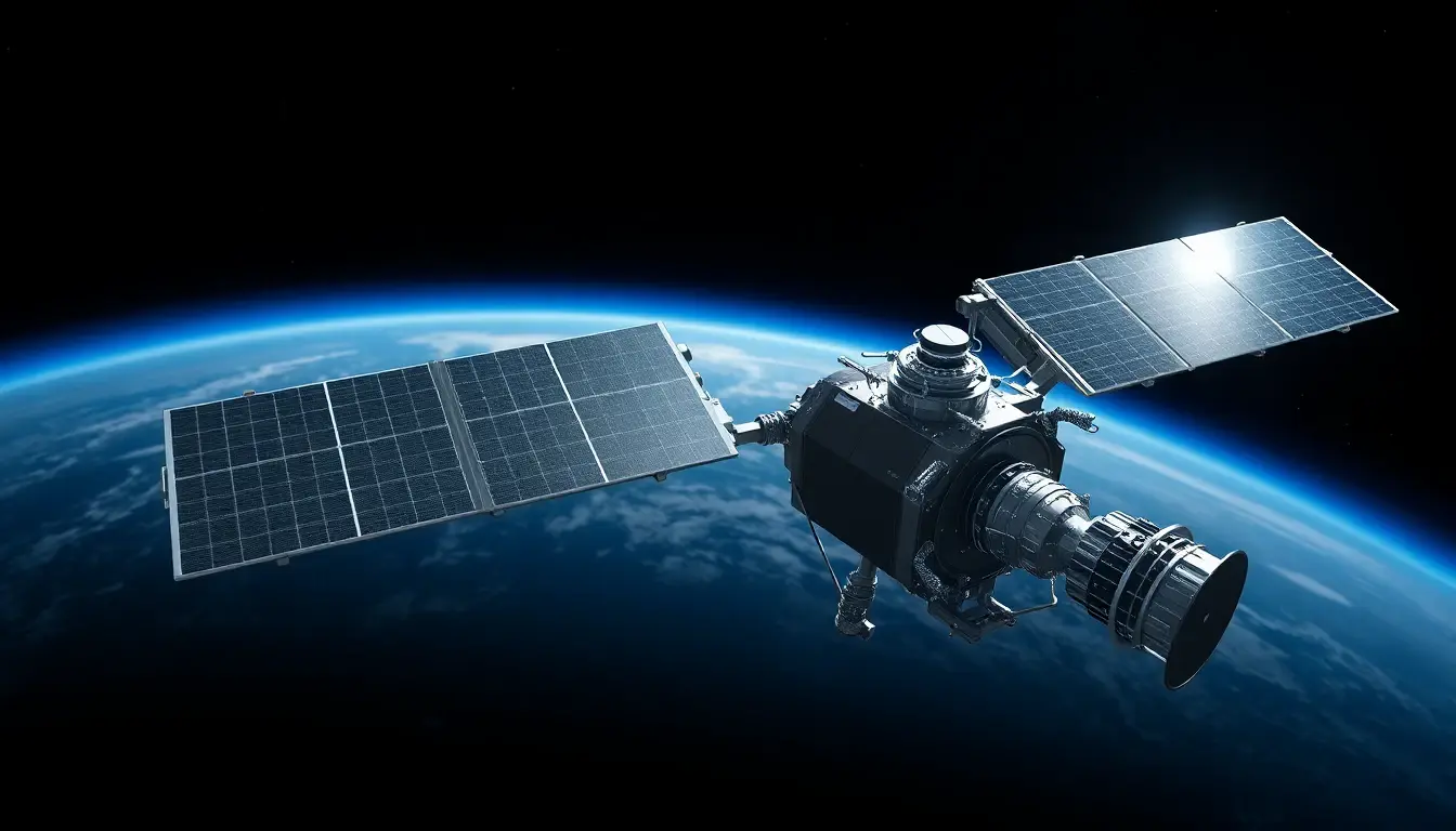 Satellite in orbit above Earth